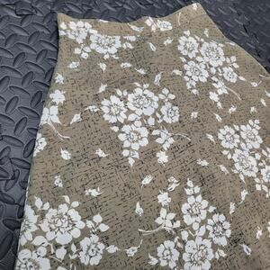 Vintage JAY JACOBS Floral Midi Skirt Beige Cottagecore A-Line Fairycore Boho